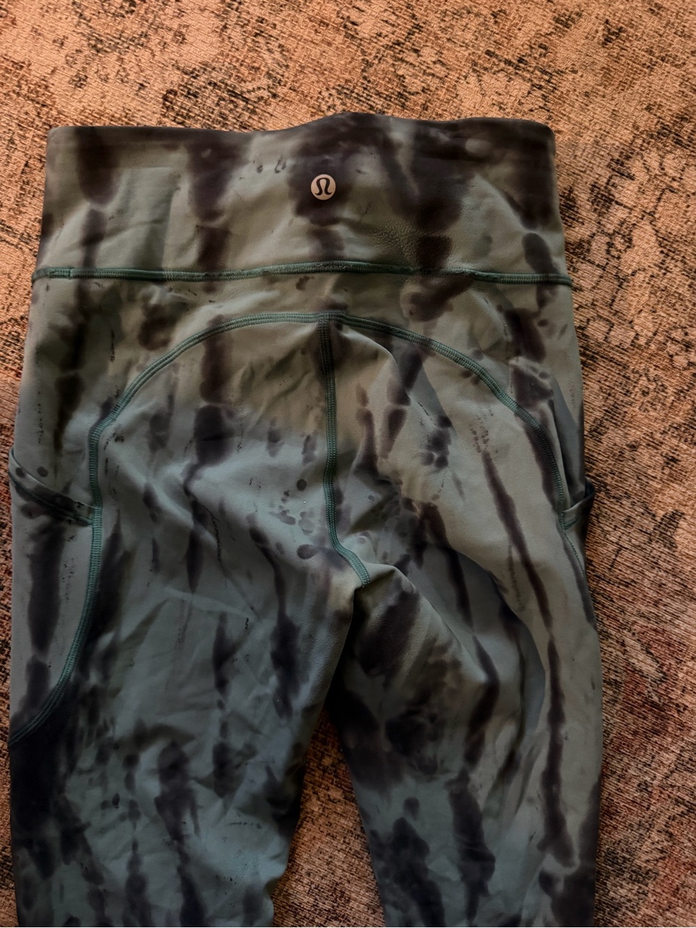 lululemon athletica Green and Black Tie-Dye Athletic Shorts